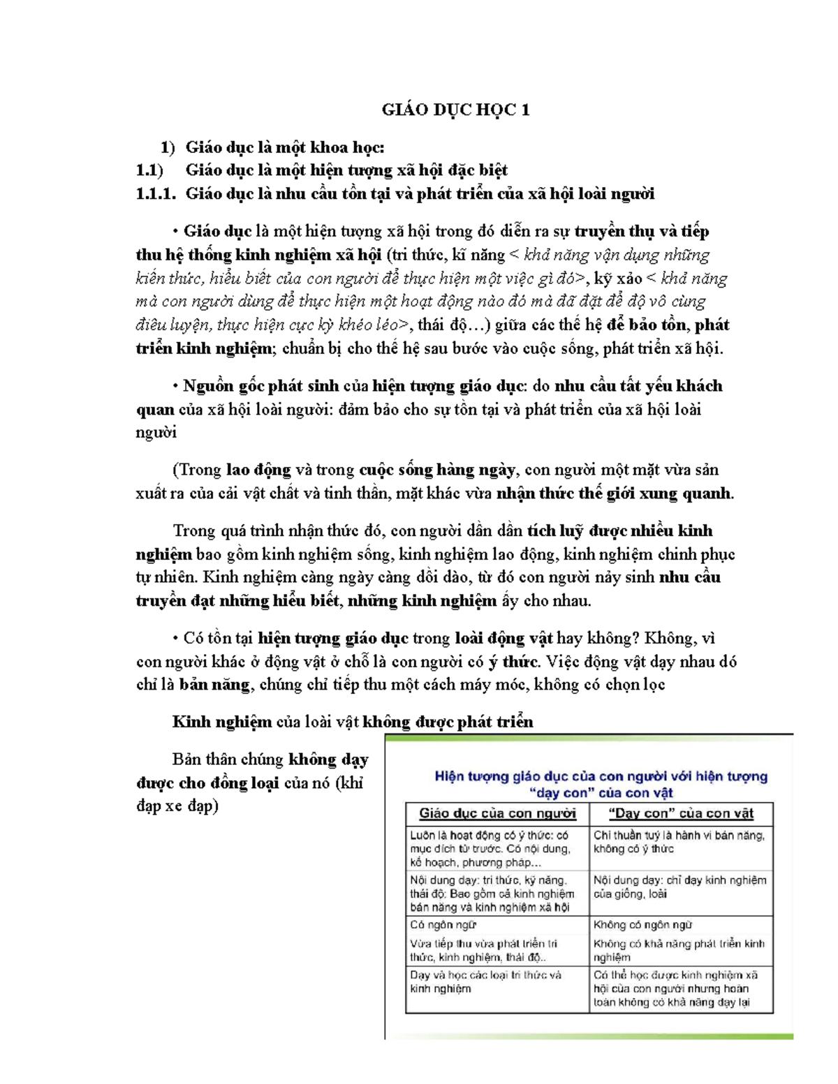 GIÁO DỤC HỌC 1: Tính Chất và Chức Năng Của Giáo Dục - Document Preview