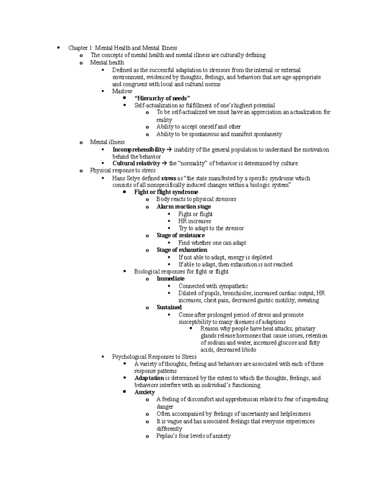 Psych Mental Health Test Bank Exam 1 Notes and Review - Studocu