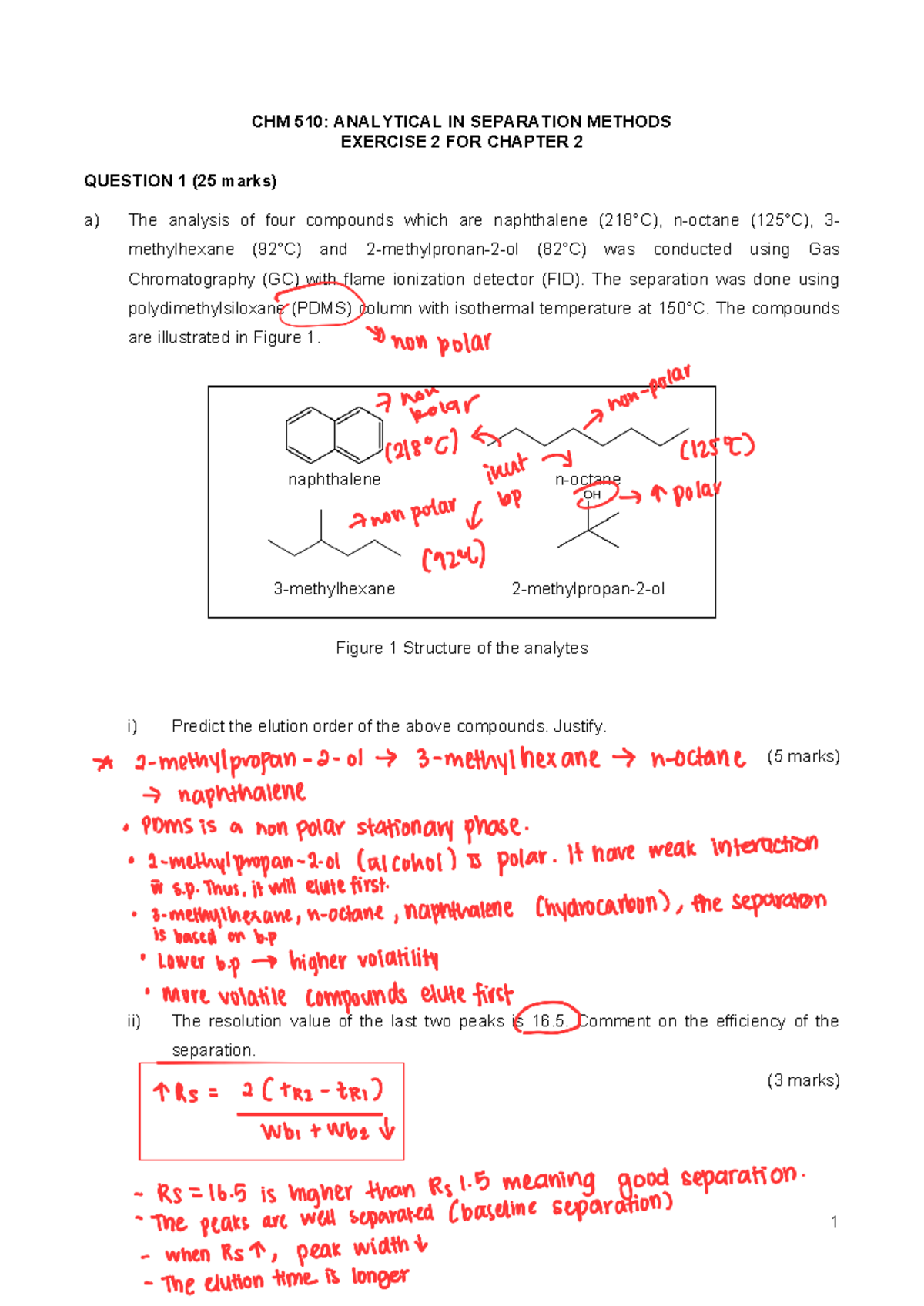 CHM 510: Analytical Separation Methods Exercise 2 - Exam Prep - Studocu