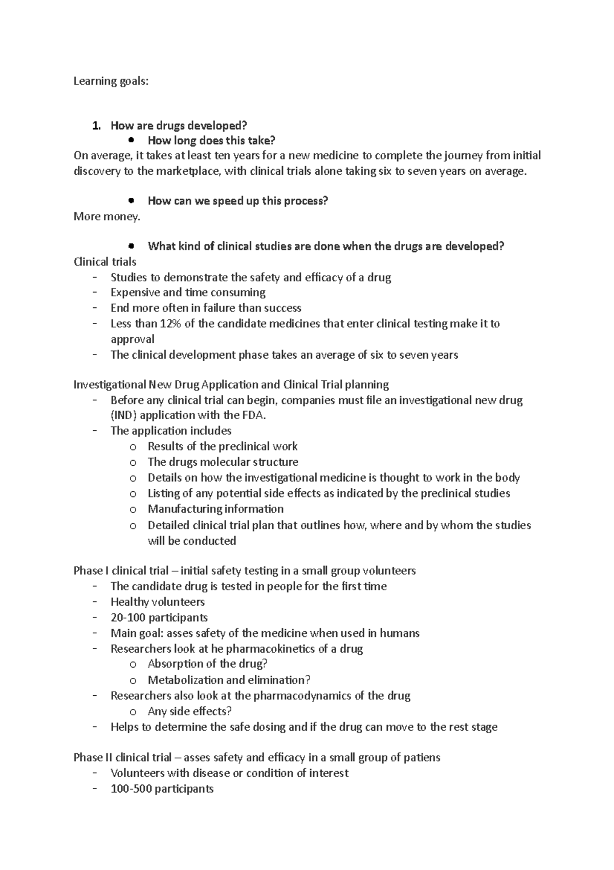 Case Study 5 - Development and Evidence in Drug Trials - Studeersnel