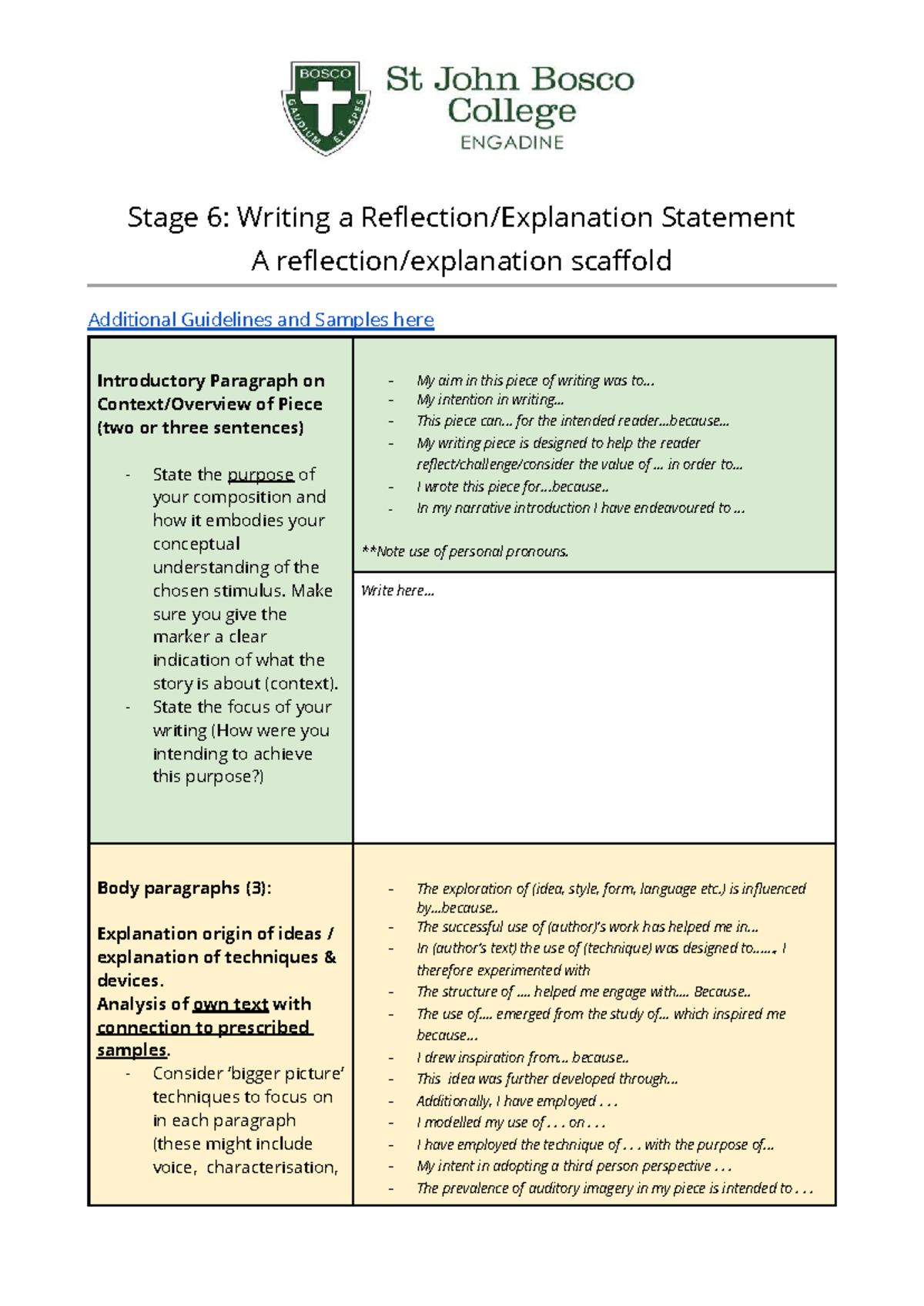 Stage 6: Writing a Reflection Statement - Guidelines & Samples - Studocu