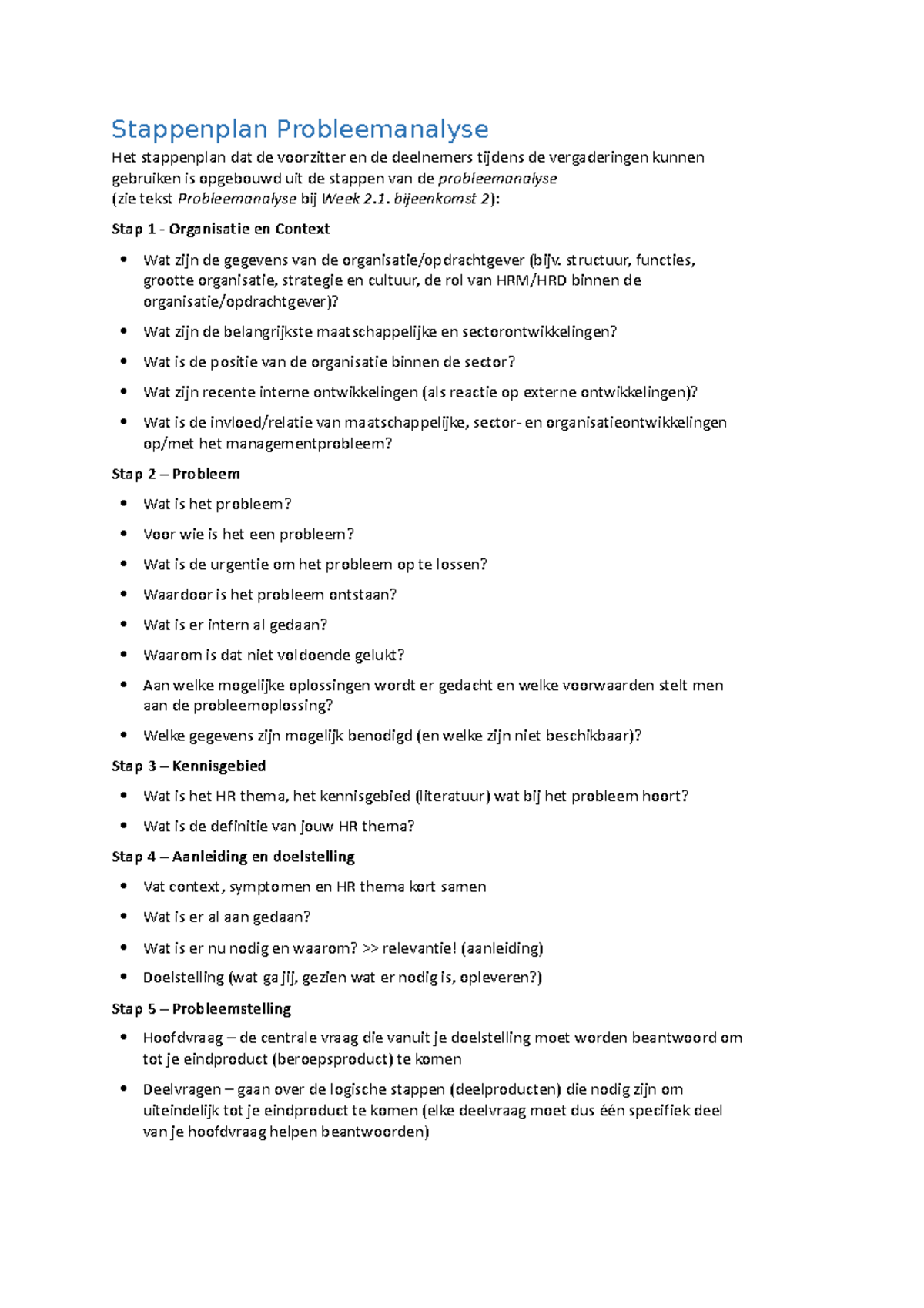 Stappenplan Probleemanalyse: Stapsgewijze Handleiding voor HRM ...