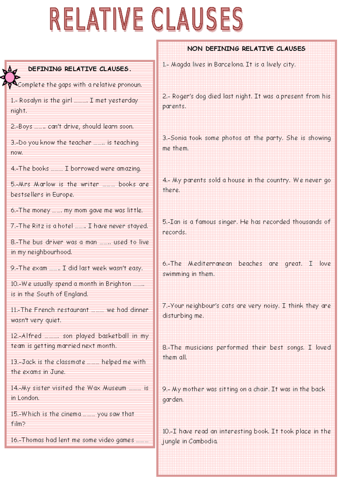 Relative Clauses Overview for English 27792 - Studocu