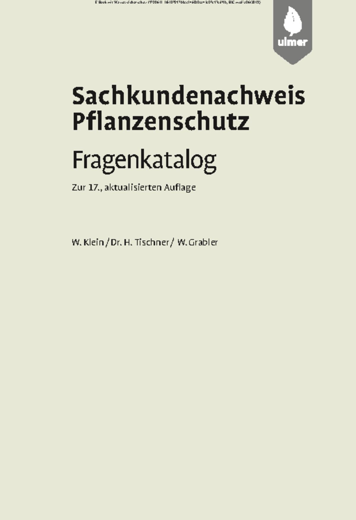 Fragenkatalog Sachkundenachweis PS Ulmer - Sachkundenachweis
