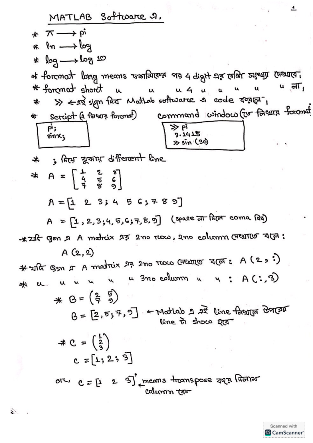 Math5 Midterm Final Notes: MATLAB Techniques & Linear Systems Solutions ...