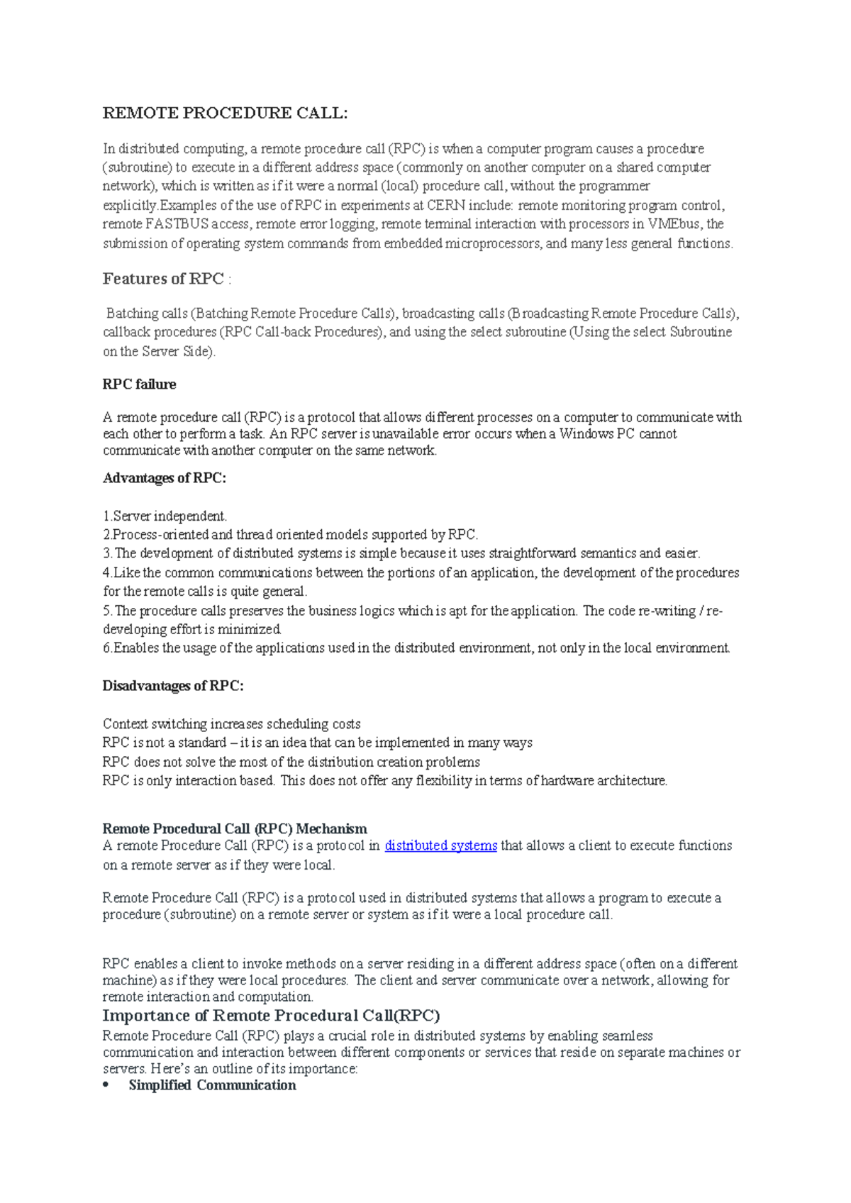 DC UNIT-II - Remote Procedure Call (RPC) in Distributed Systems Notes ...