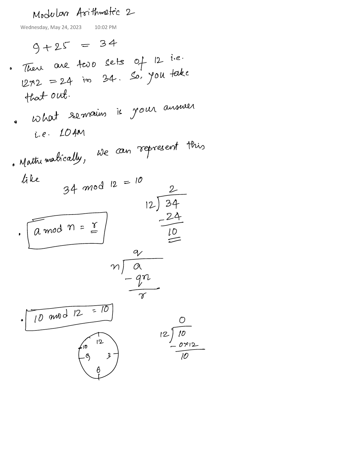 Modular Arithmetic 2: Key Concepts and Examples - Studocu