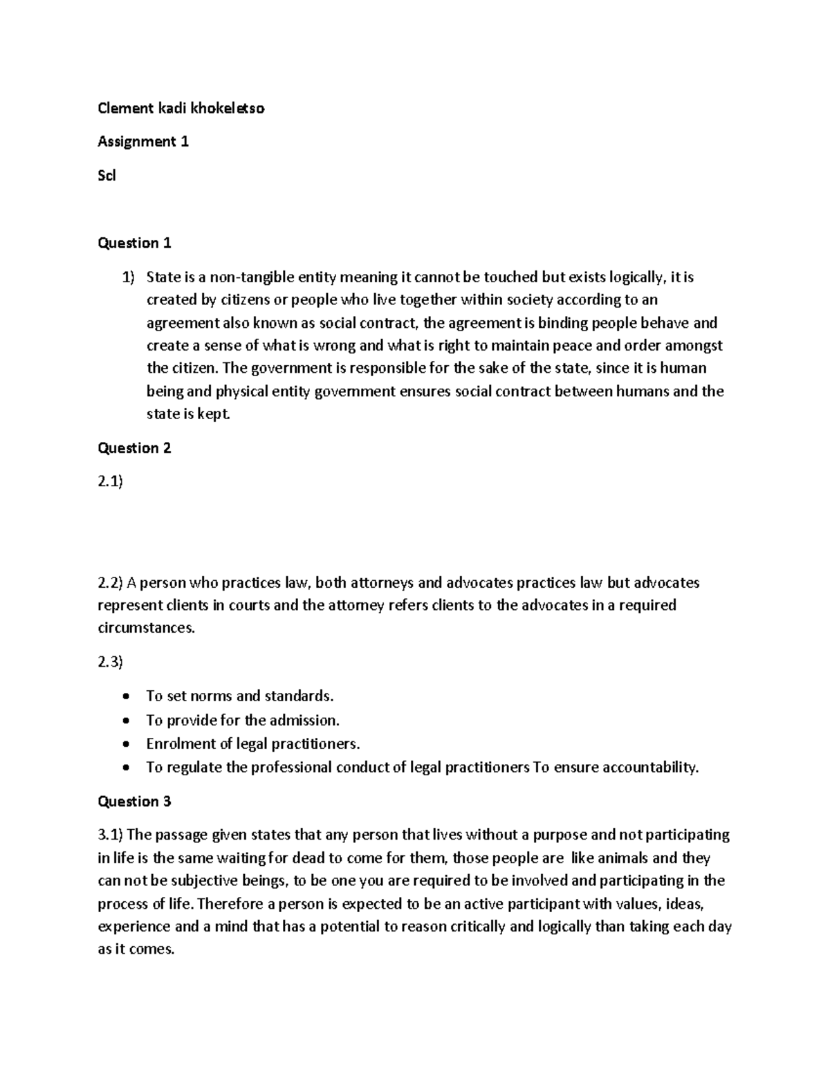Ass1 scl - Assessment - Clement kadi khokeletso Assignment 1 Scl ...