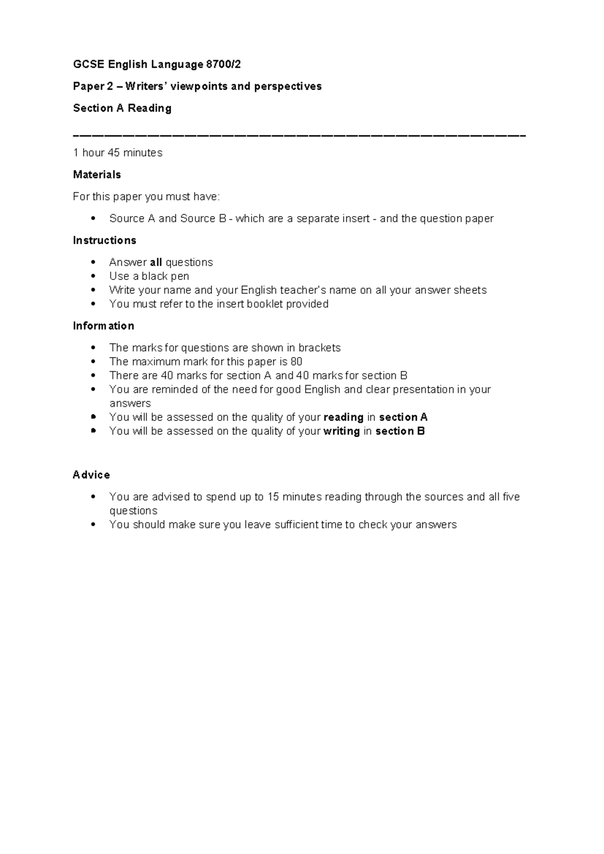 GCSE English Language Paper 2: Viewpoints & Perspectives Exam Guide ...