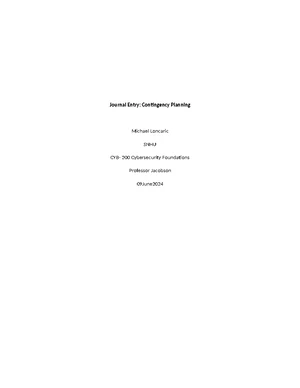 CYB-200 Journal Entry: Reflections on Cybersecurity Foundations - Studocu