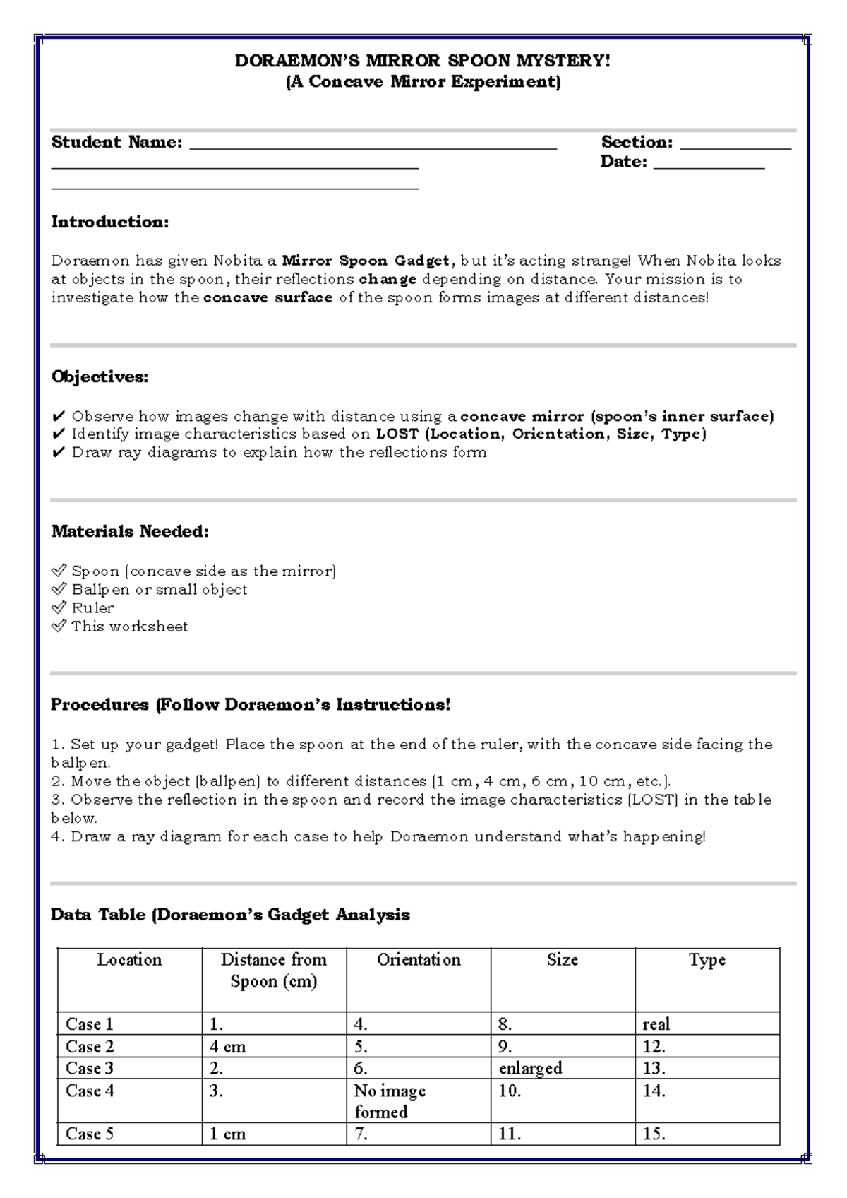 Worksheet Doraemon - DORAEMON’S MIRROR SPOON MYSTERY! (A Concave Mirror ...