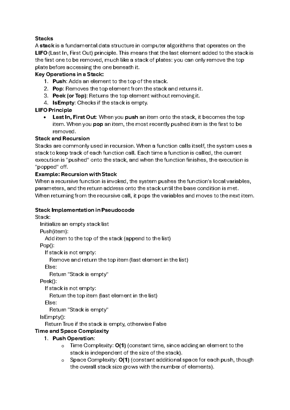 COMP2123 - Stacks A stack is a fundamental data structure in computer ...