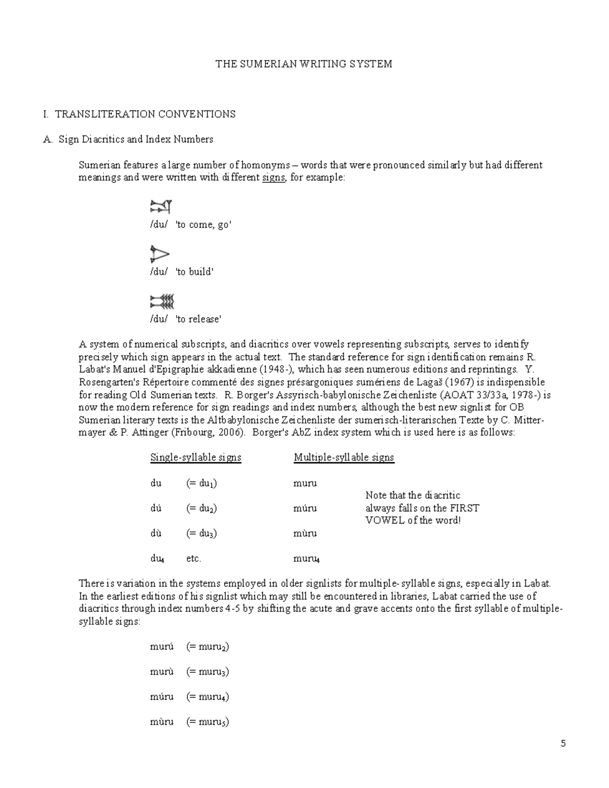 Sumerian Writing System: Transliteration Conventions and Sign Usage ...