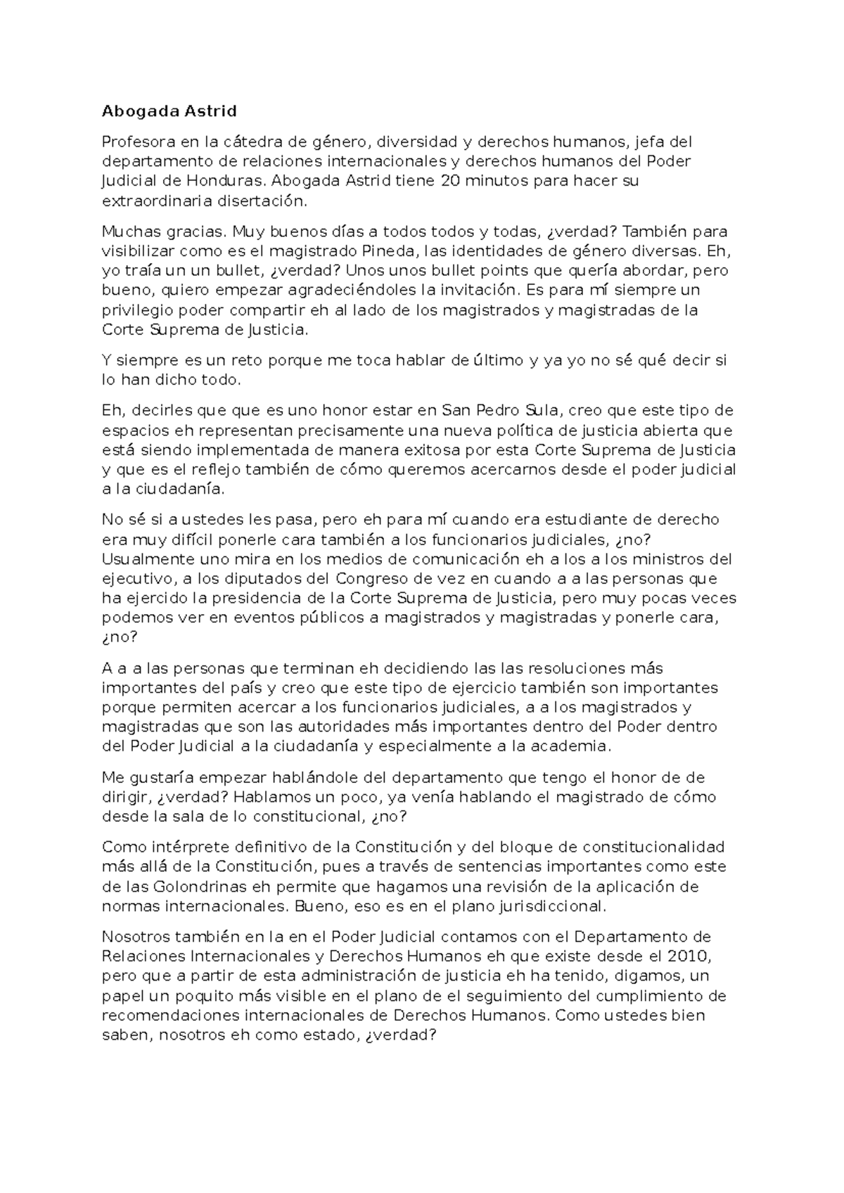 Disertación de la Abogada Astrid sobre Género y Derechos Humanos - CdDE ...