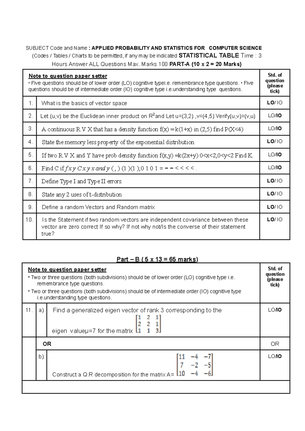 PG-QP Applied Mathematics - SUBJECT Code and Name : APPLIED PROBABILITY ...