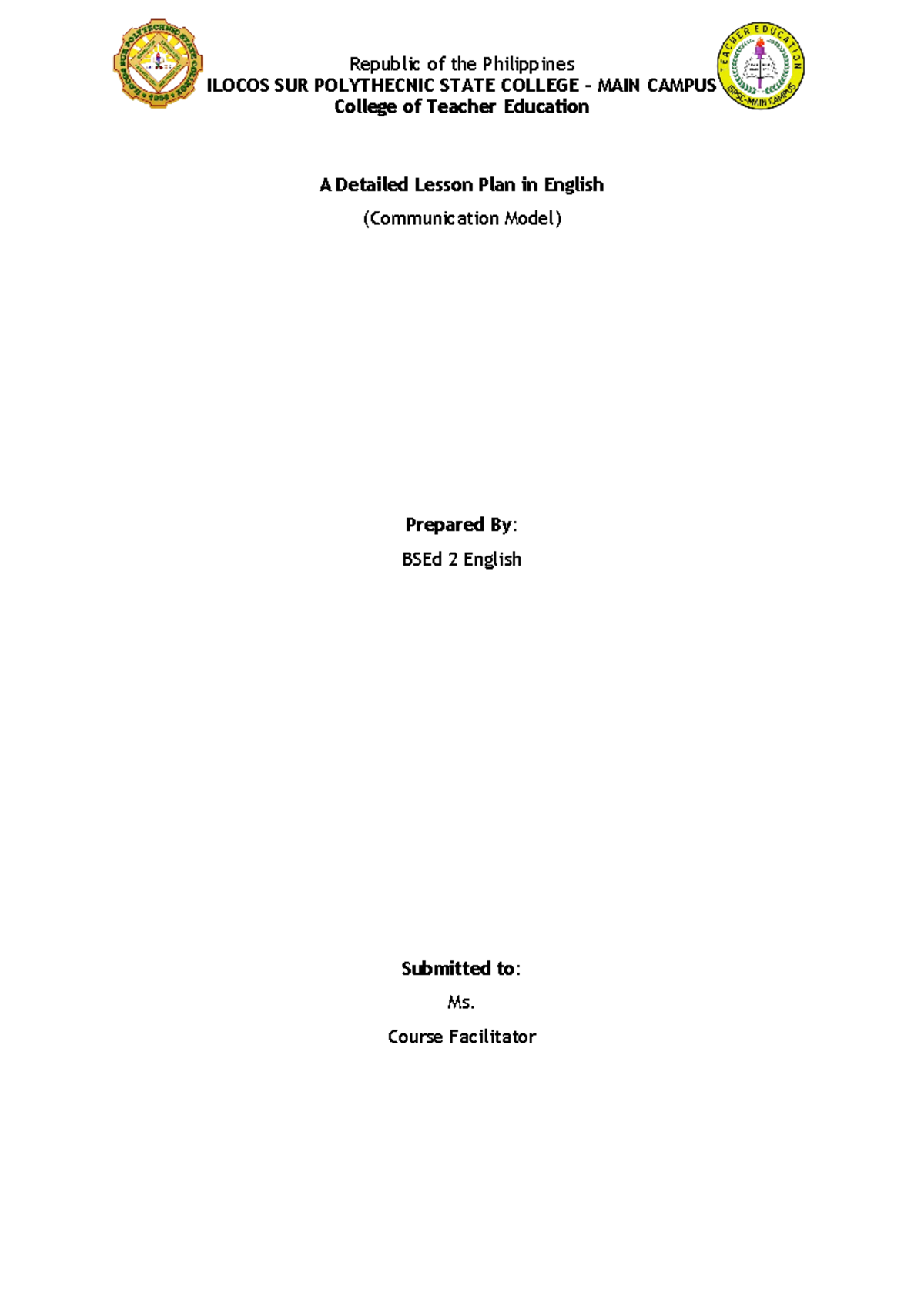 Detailed Lesson Plan on Communication Models (BSEd2 English) - Studocu
