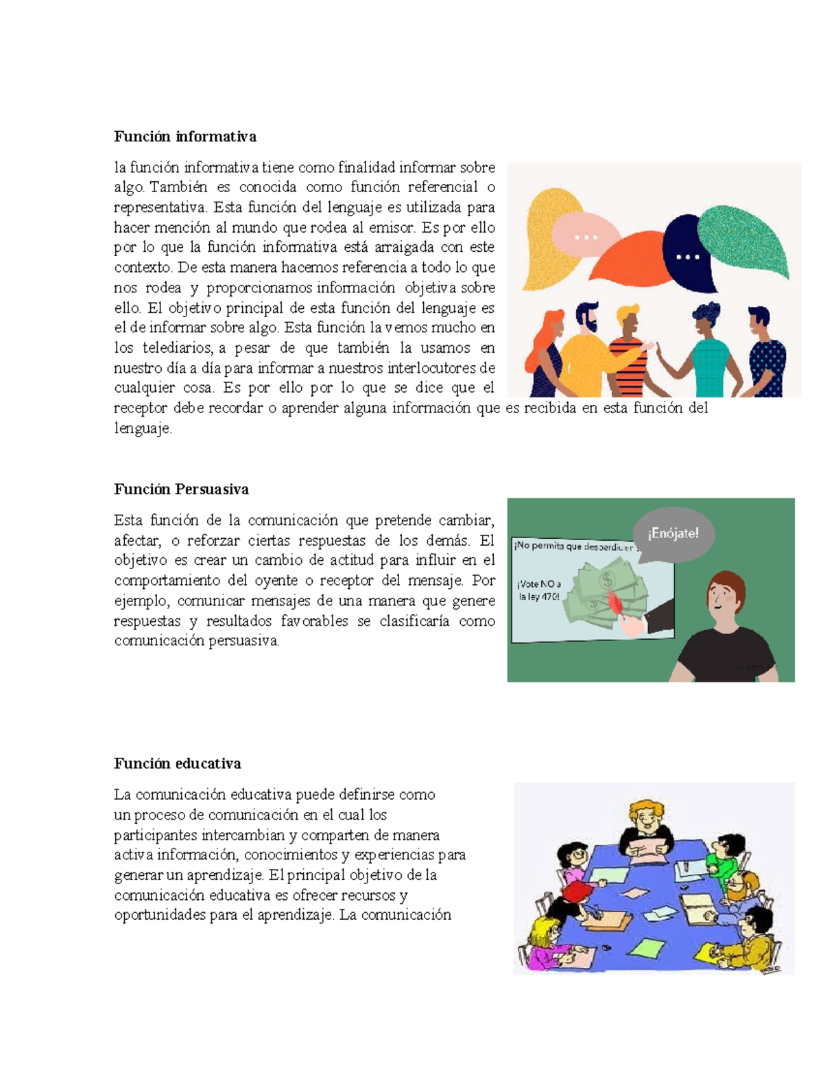 Funciones de la Comunicación: Informativa, Persuasiva y Educativa - Studocu