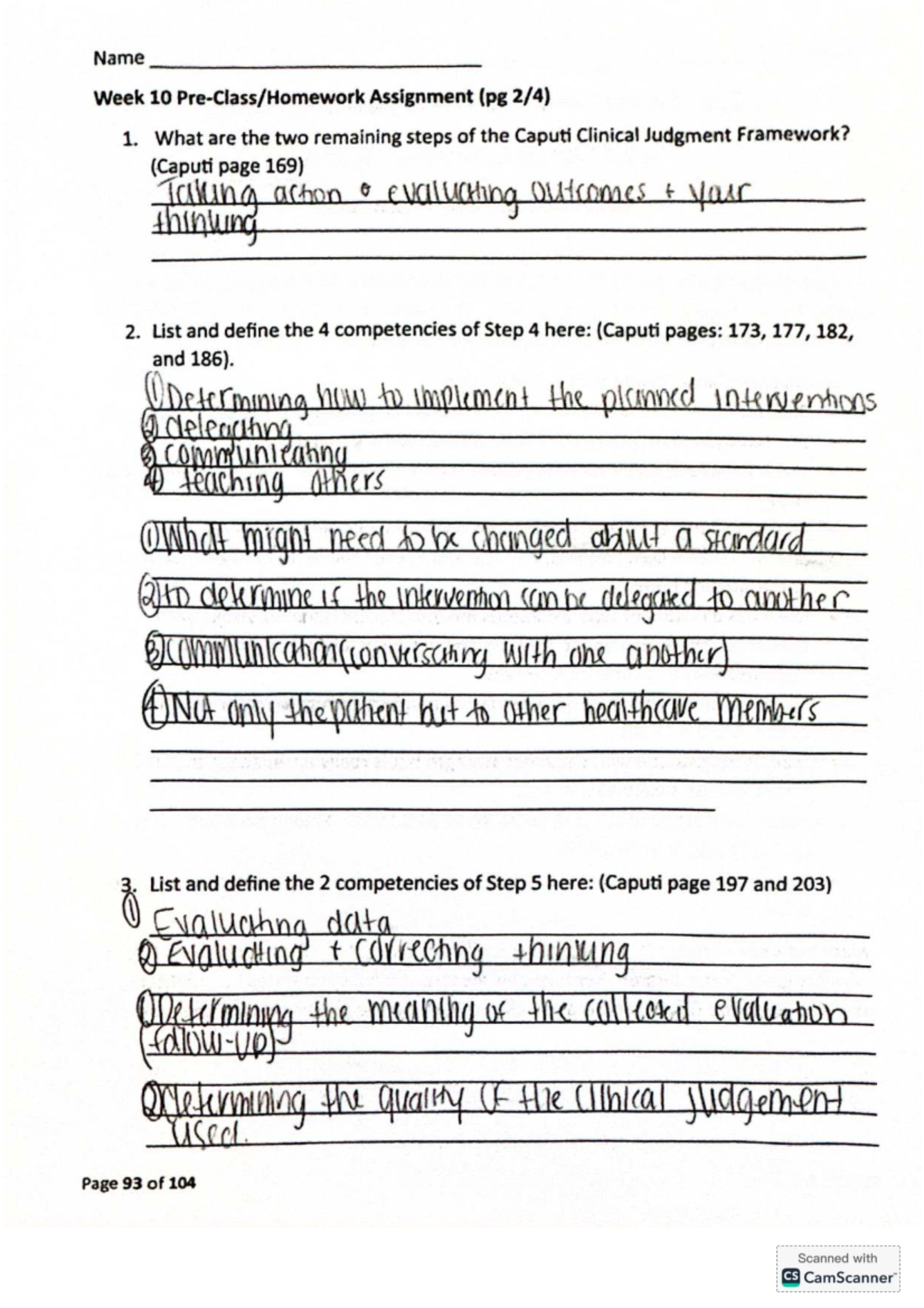 NUR150 Week 10 assignment: Caputi clinical judgment framework steps ...
