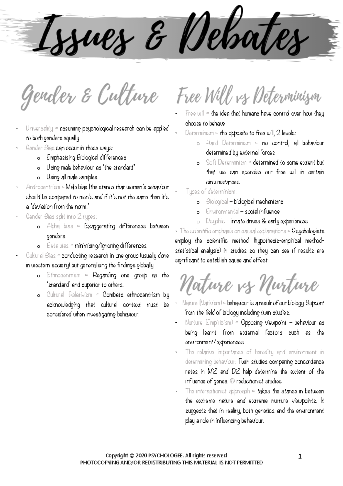 PSY101: Gender and Cultural Bias in Psychological Research Notes - Studocu