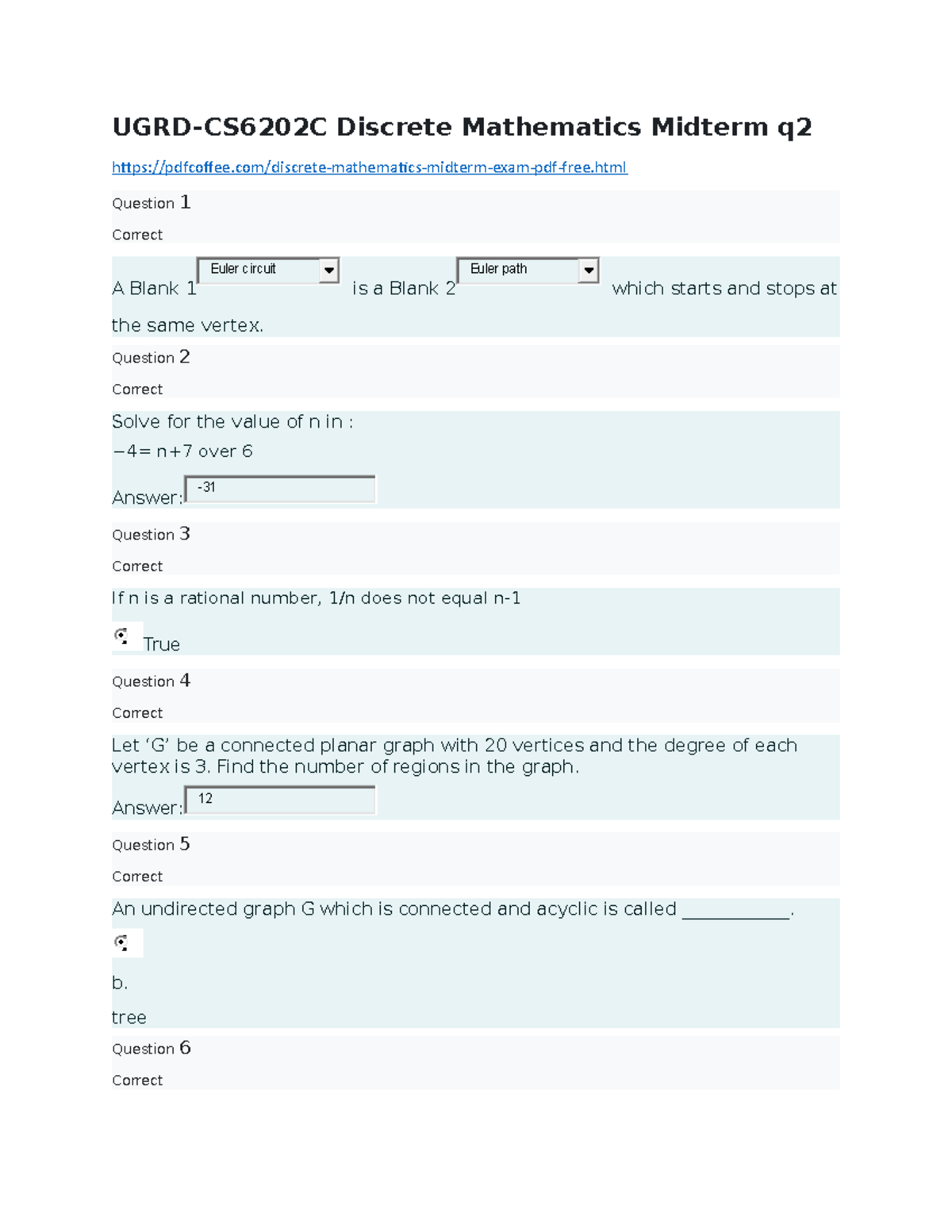 Midterm Exam Qs for UGRD-CS6202C Discrete Math & UGRD-IT6200B Quant ...