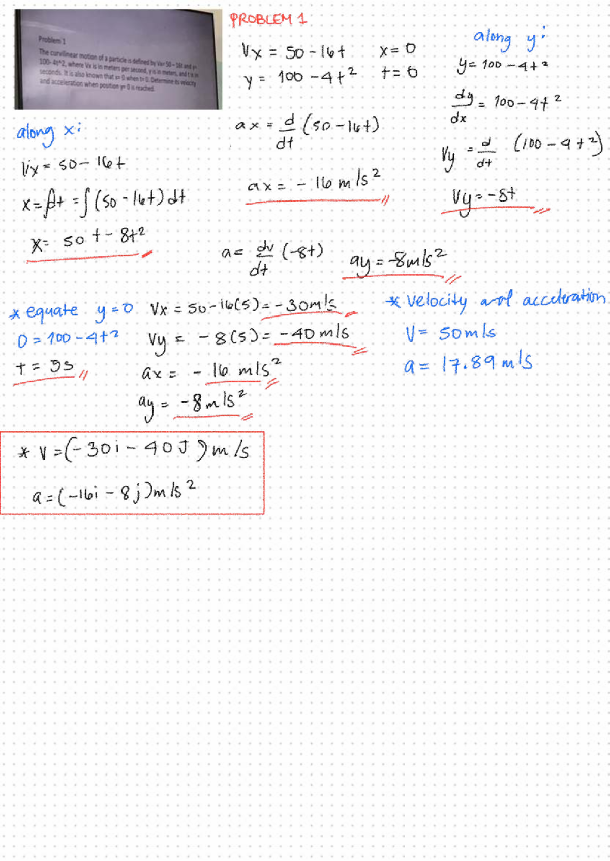 Curvilinear Motion Analysis - Problem 1 (Physics 101) - Studocu