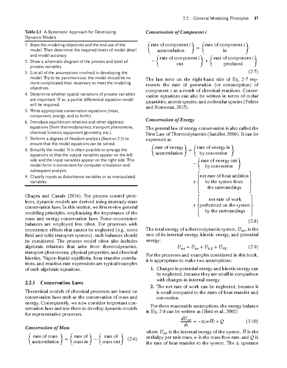 Dynamic Modeling Principles and Conservation Laws in Process Control ...