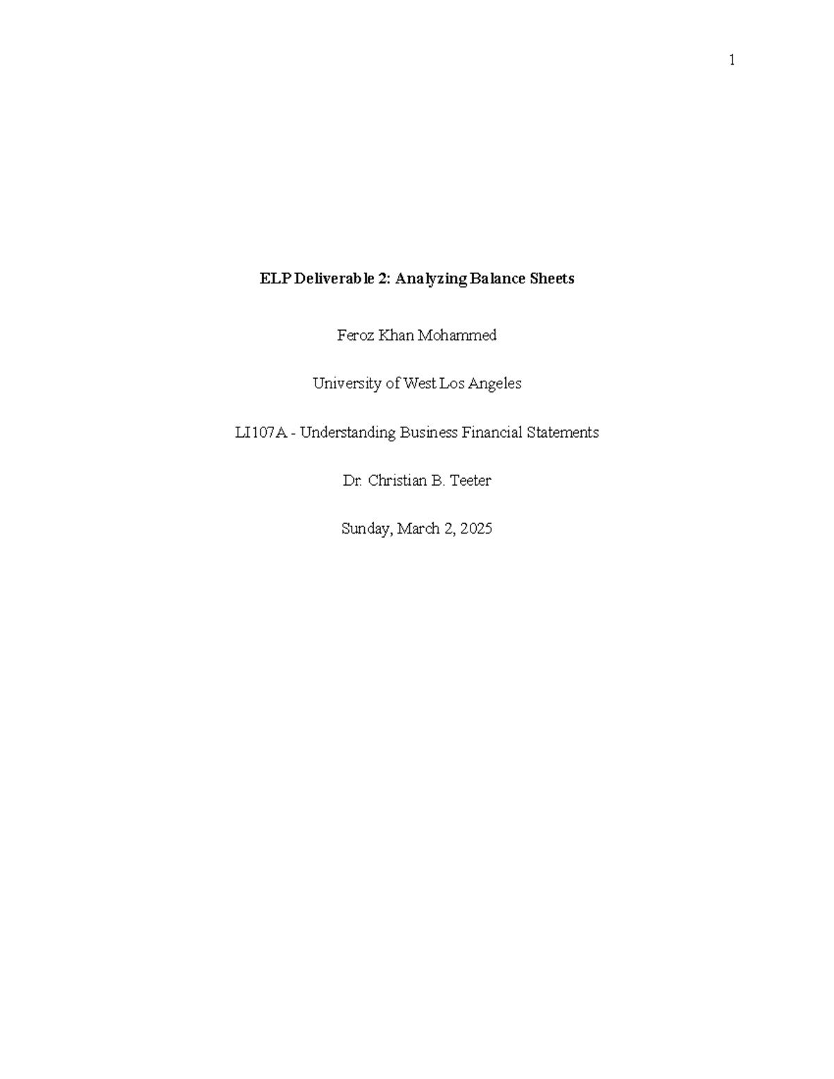 ELP Deliverable 2- Analyzing Balance Sheets - Christian B. Teeter ...