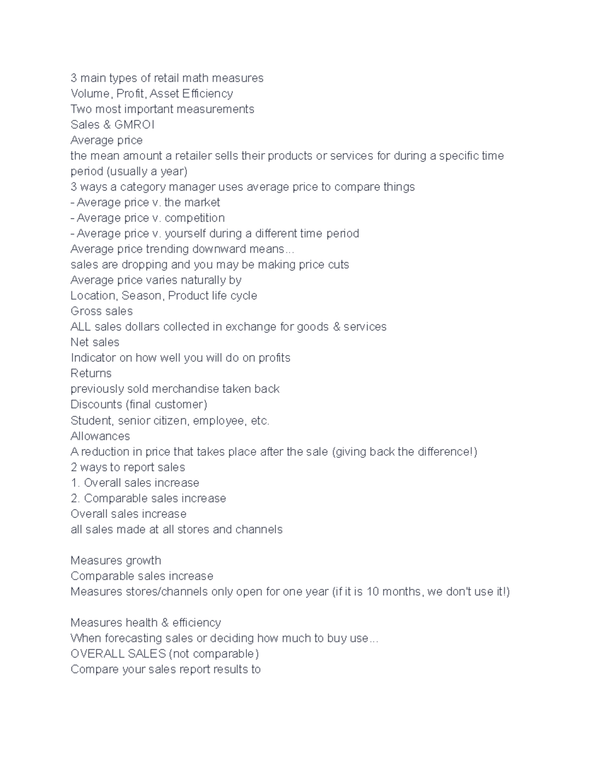 R1 - Retail Math Measures & Key Metrics for Profitability Insights ...