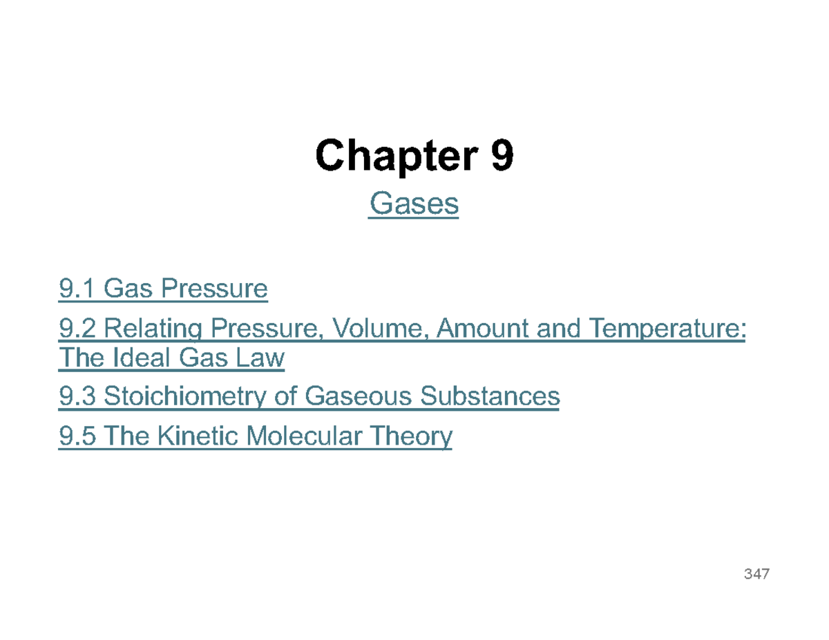 Chapter 9: Gases - Properties and Measurements - Studocu