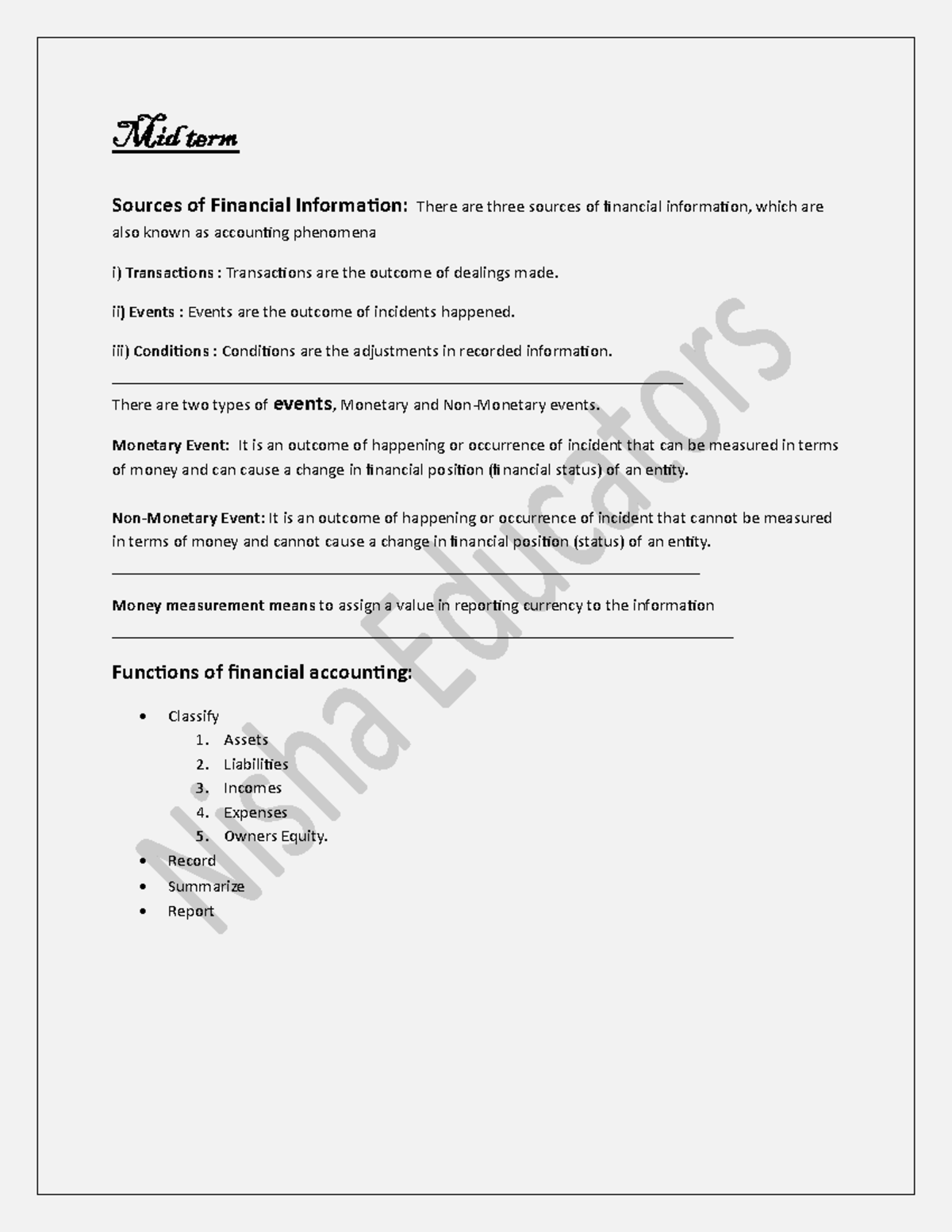 Mgt101 Midterm Exam Notes: Understanding Financial Accounting ...