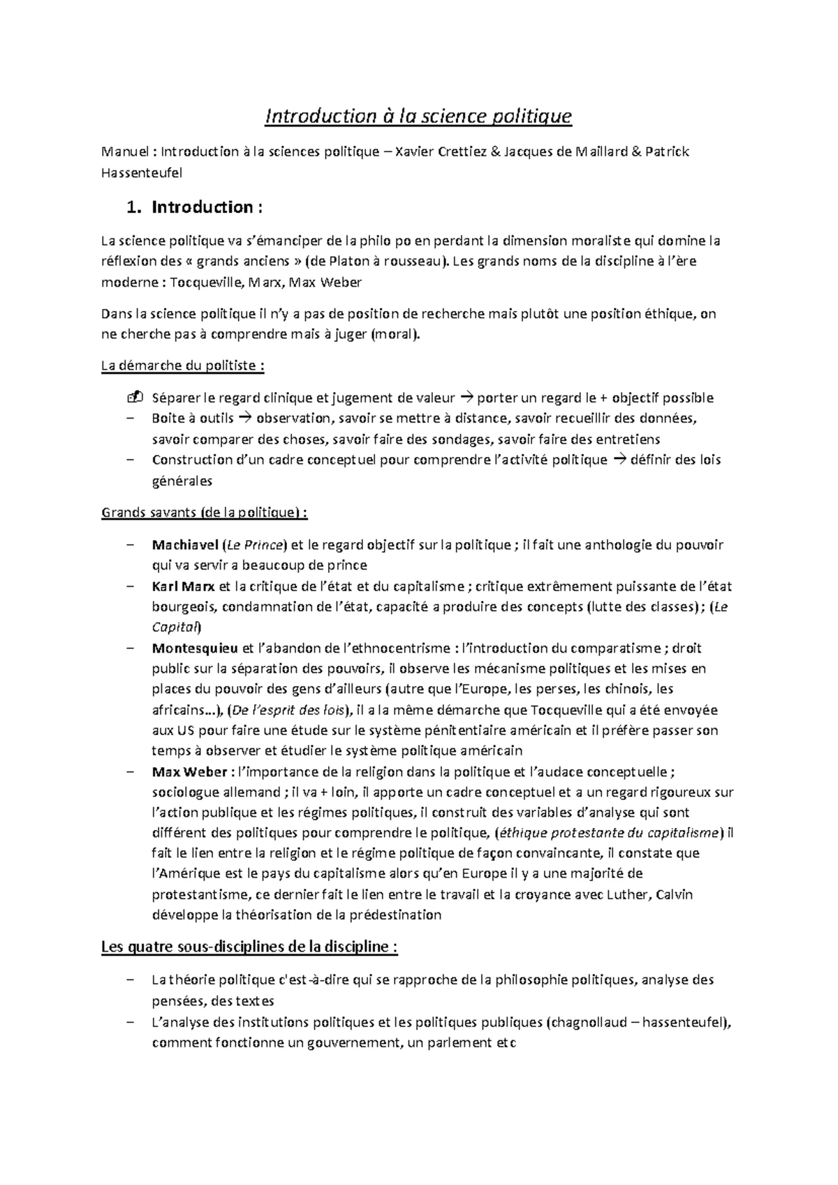 Science Politique Cours - SCIENCES POLITIQUES Examen : Liste de 5 ...