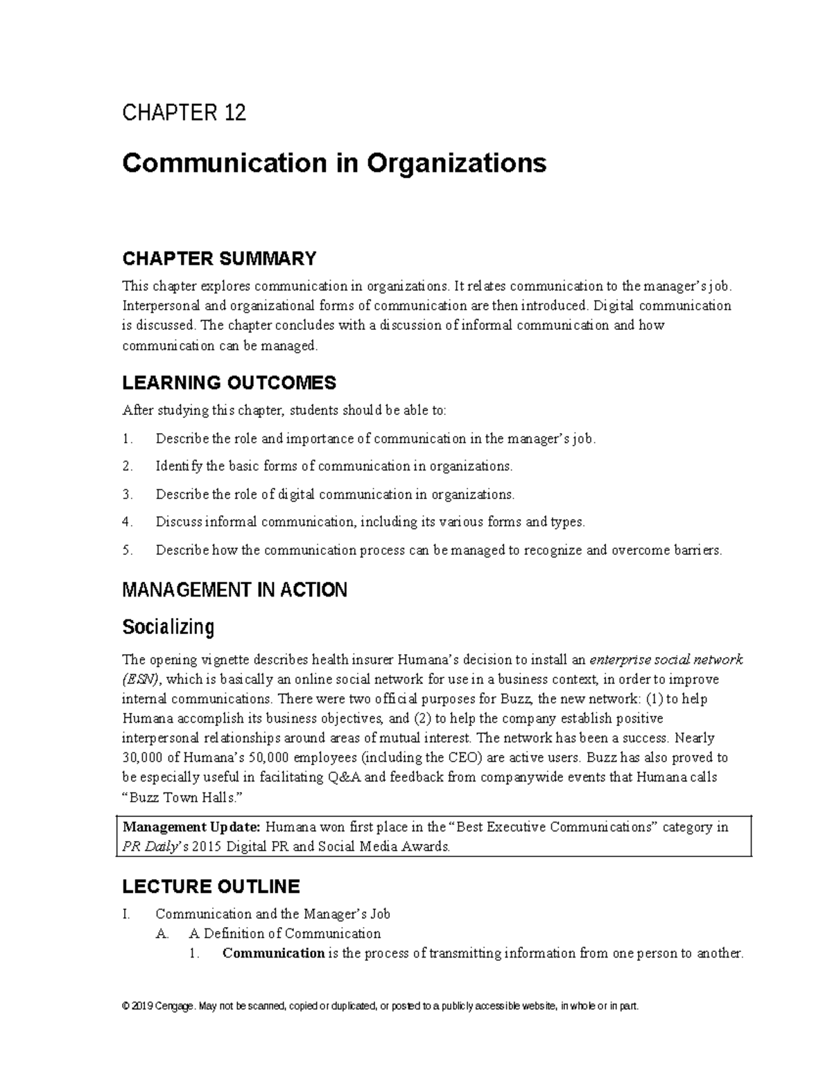 CH 12: Communication in Organizations - Key Concepts & Summary - Studocu