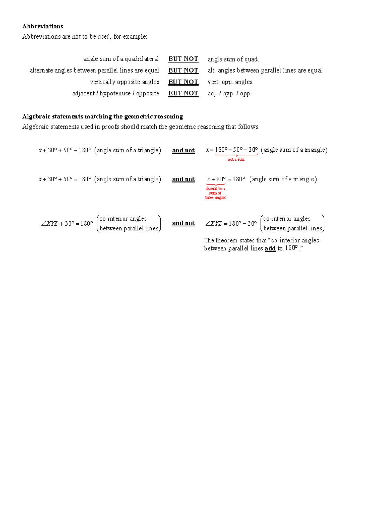Geometry Reasoning 2: Guidelines on Abbreviations in Proofs - Studocu