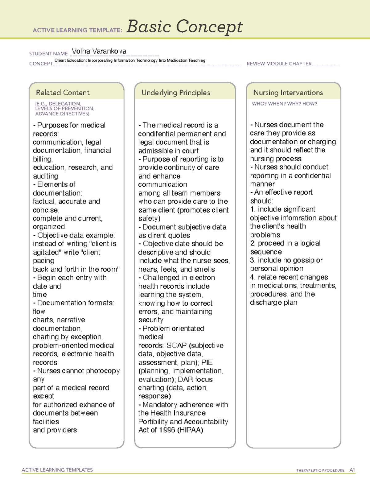 Medical Charting Examples For Teaching