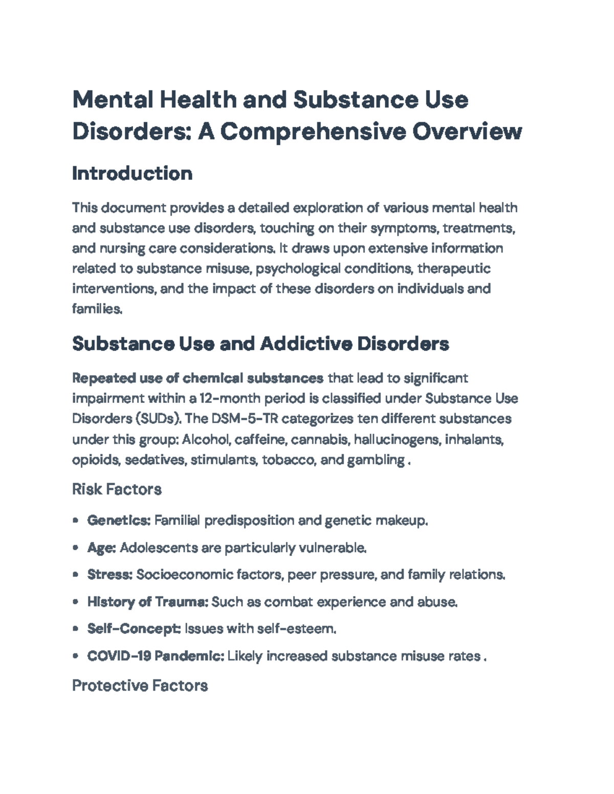 Comprehensive Overview of Mental Health & Substance Use Disorders (MH ...