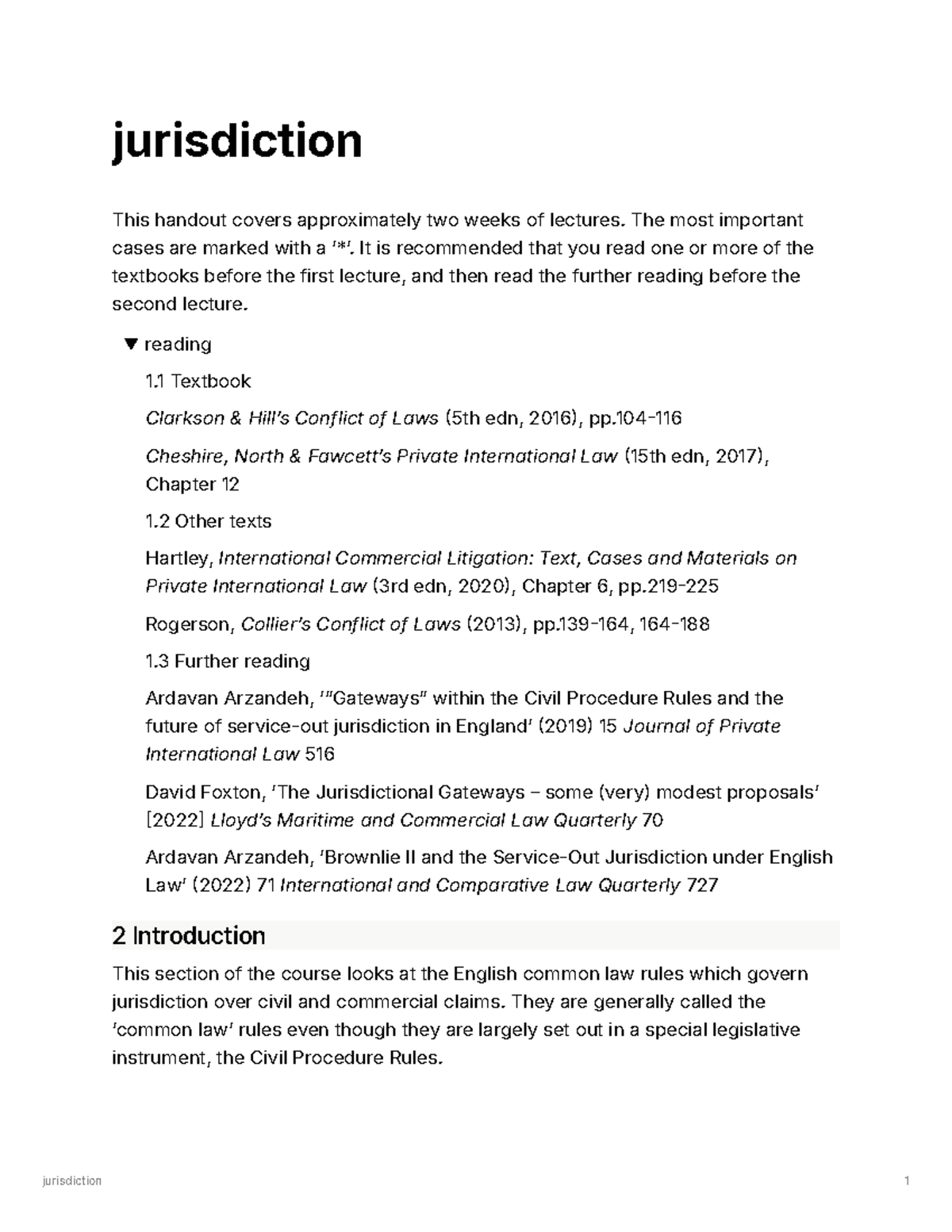Jurisdiction in Conflict of Laws: Key Concepts and Cases - Studocu