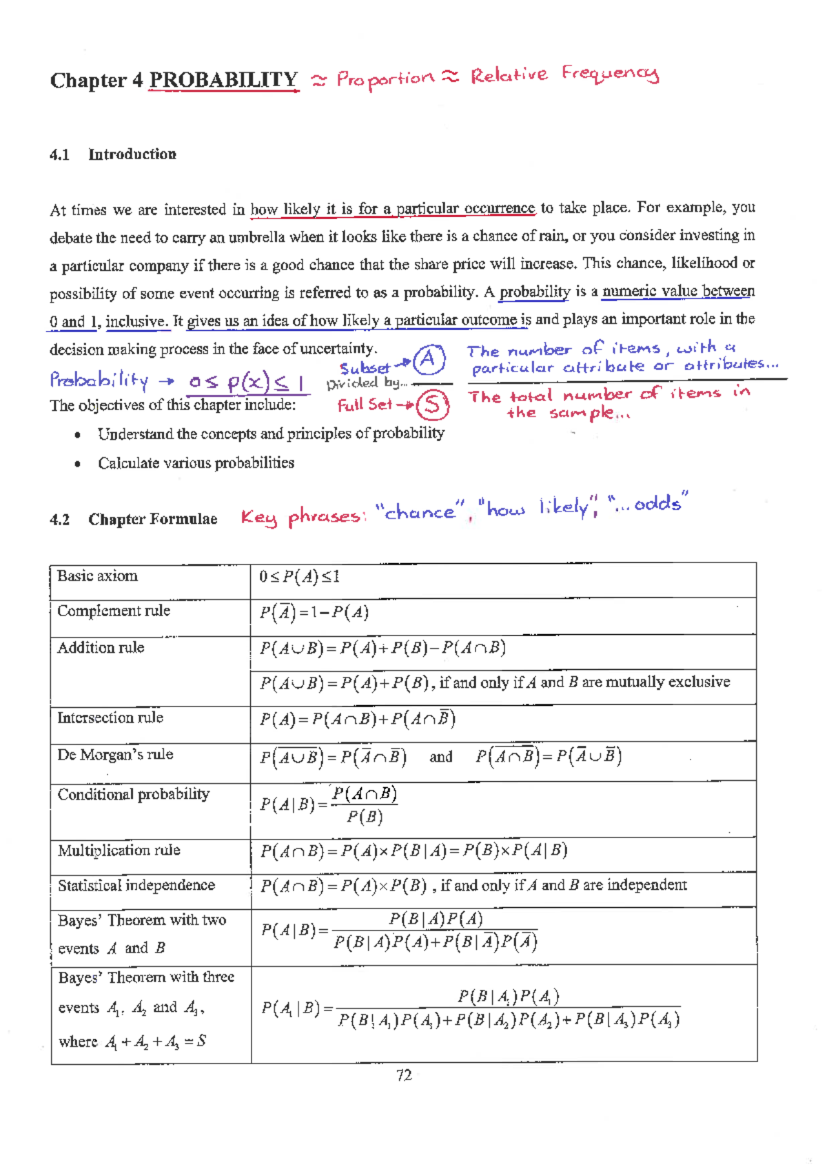 Notes - Chapter 4 - probability - Chapter4 PROBABILITY 1‘: Pro Por+l0n ...