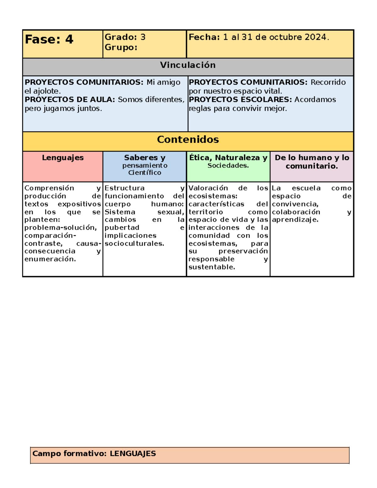 Planeación de Proyectos Comunitarios y Escolares para Tercer Grado ...