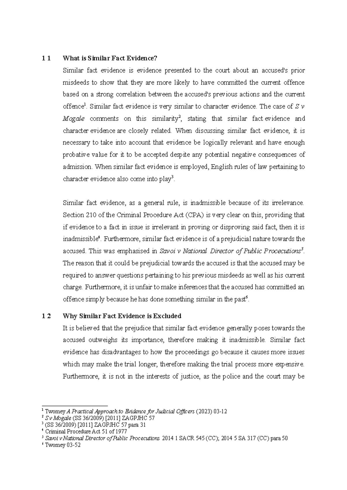 Understanding Similar Fact Evidence: Key Principles & Cases - Studocu