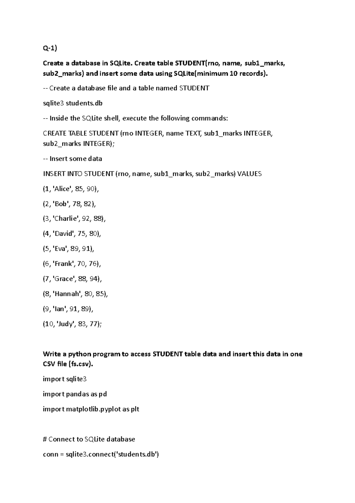 DHP Practical Assignment 2: SQLite Database and Data Visualization ...