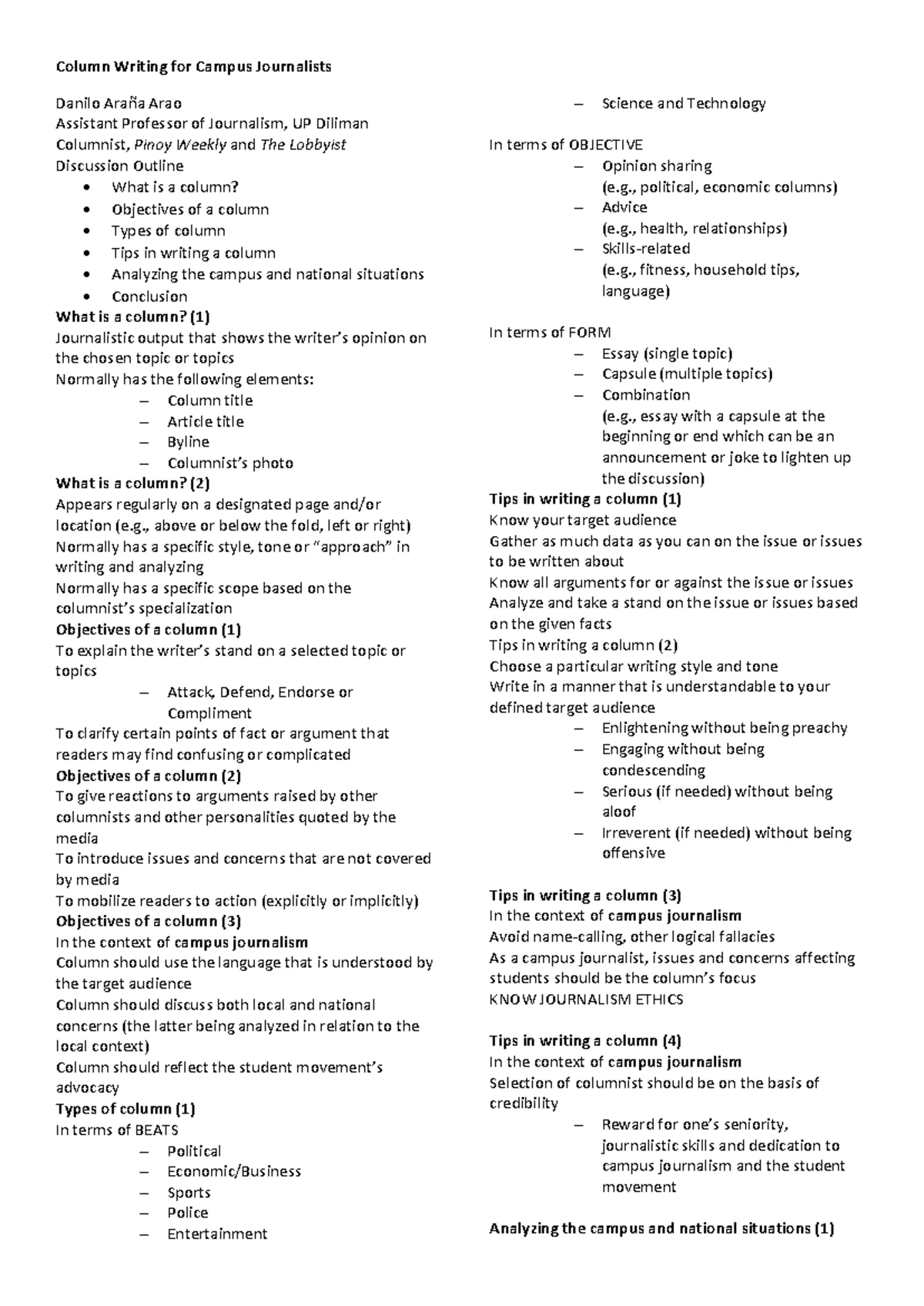 Column Writing for Campus Journalists: Essentials for Aspiring Writers ...