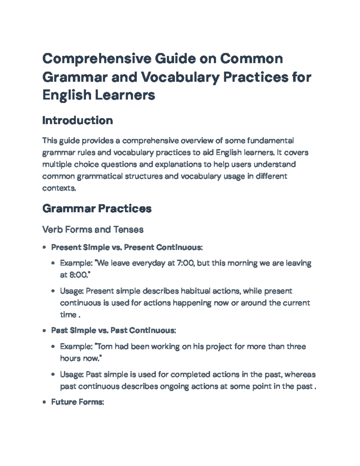 Grammar & Vocabulary Guide for English Learners: Key Practices ...