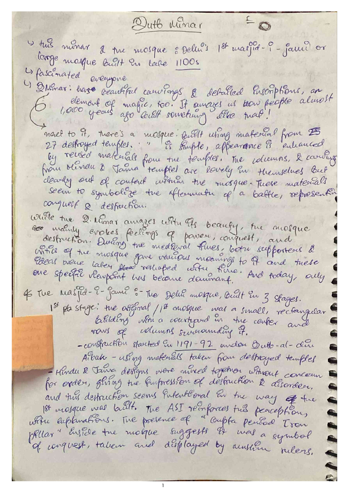 Qutub complex.madam notes - Dutb Minar this minar the mosque : 1st i ...