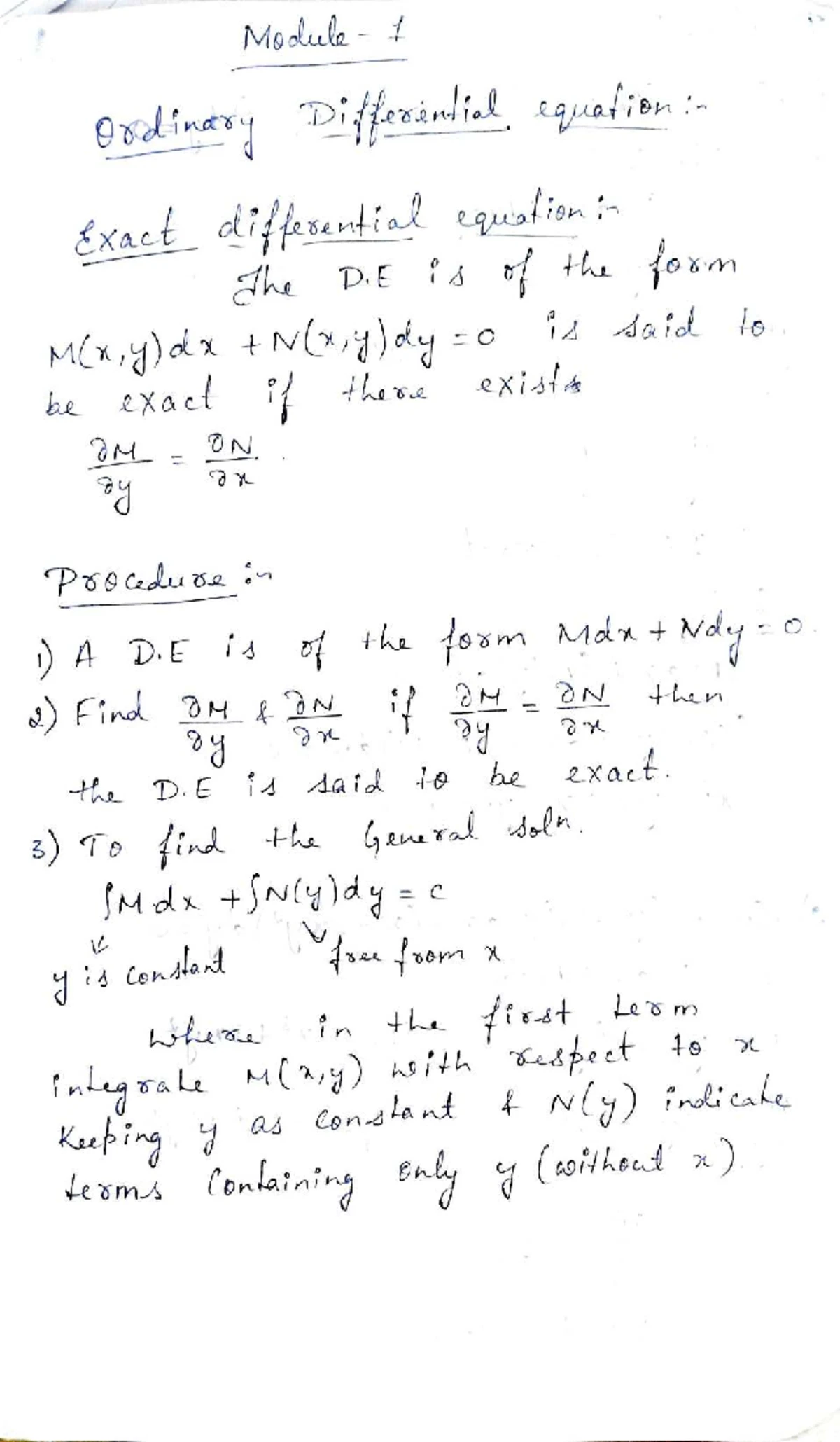 Module 2 (O.D.E) Lecture Notes on Linear Differential Equations - Studocu