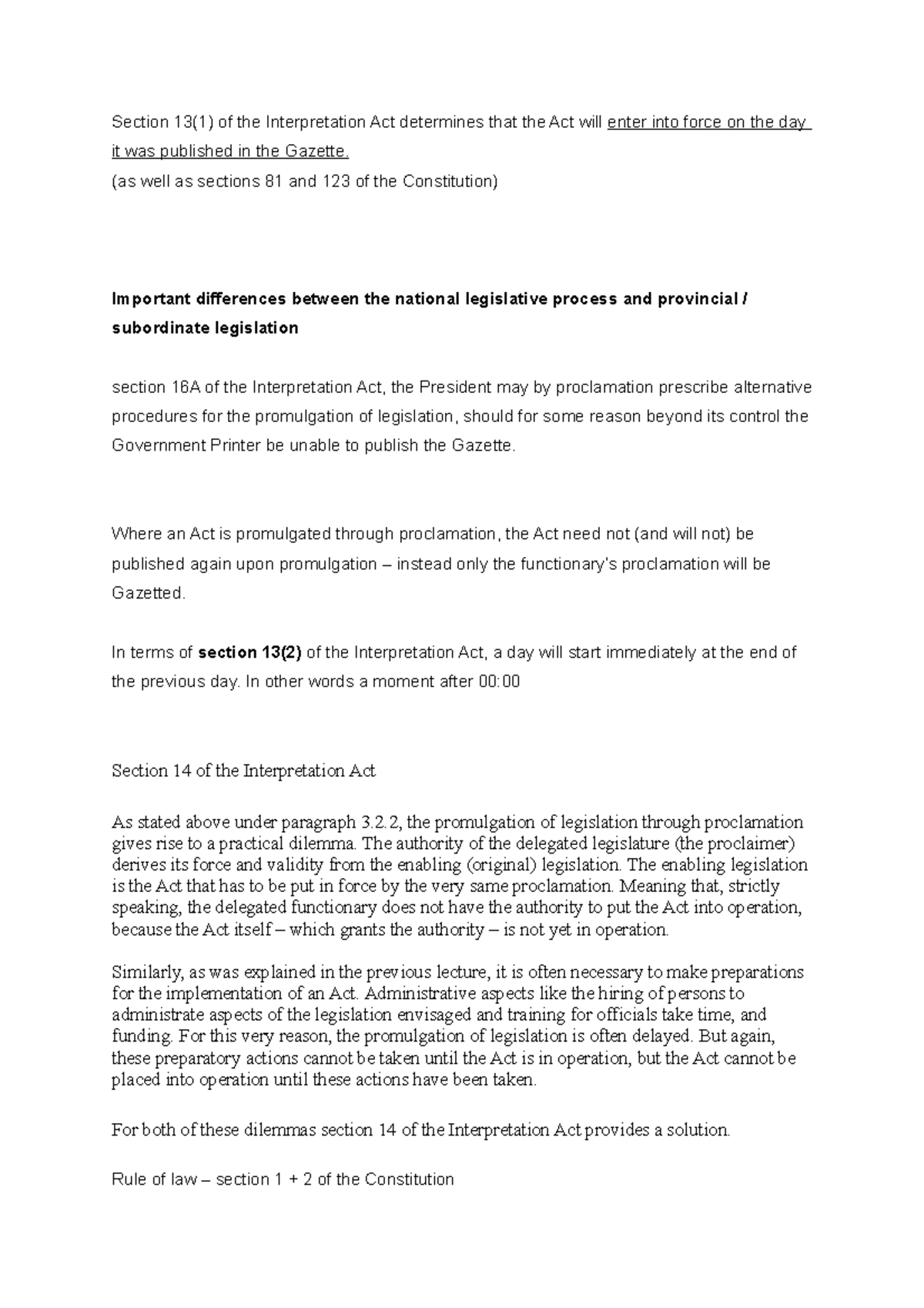 Section 13 Lecture Notes: Interpretation Act Overview and Key Insights ...