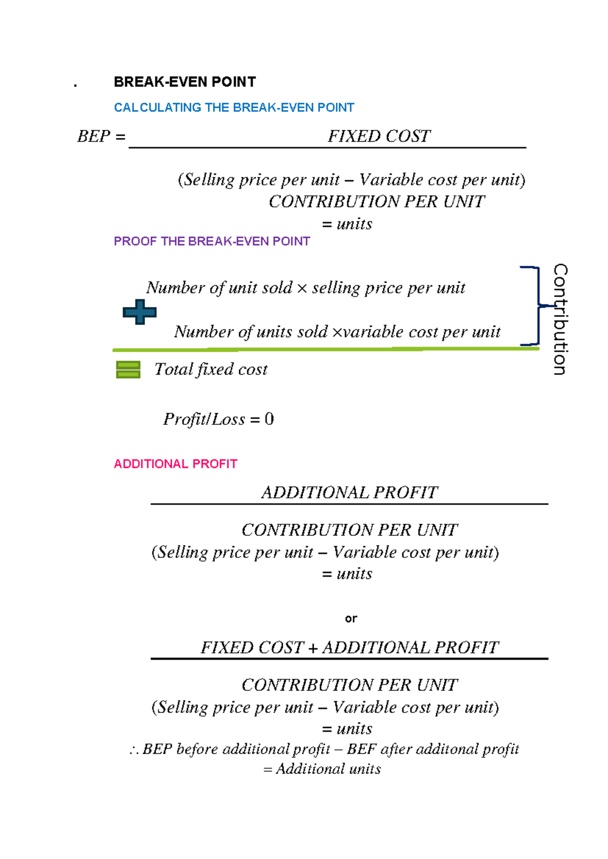 BEP 11 & 12 - Break Even Point Analysis for Cost Accounting - Studocu