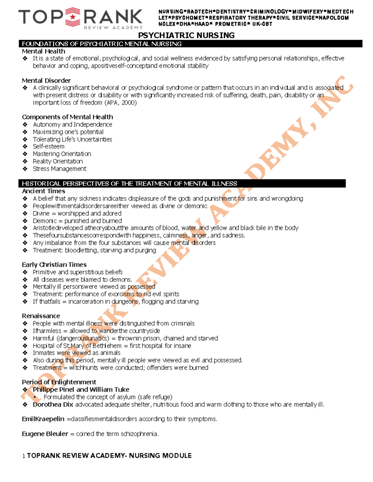 PSY 101: Psychiatric Nursing Foundations - Key Concepts and Techniques ...