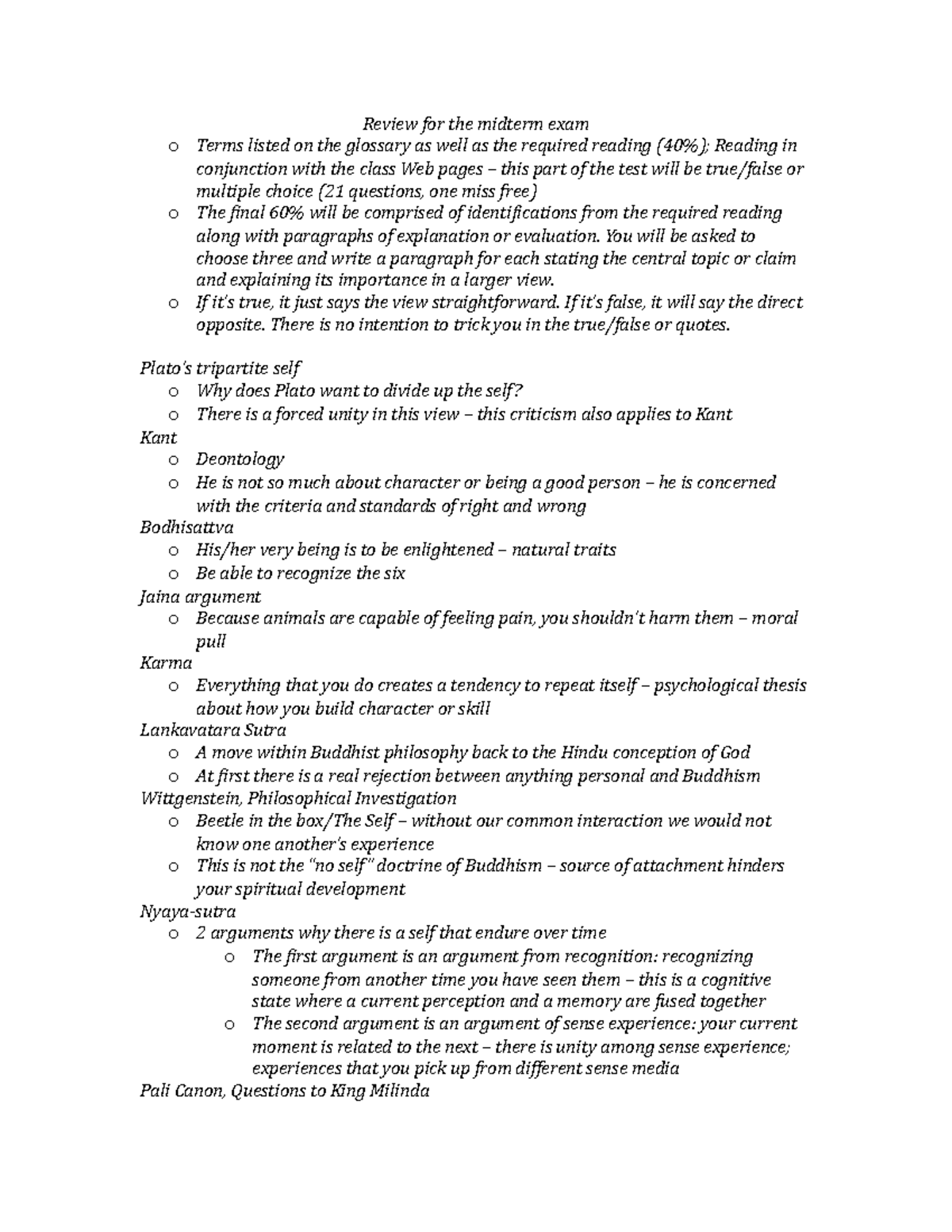 Midterm Review Summary for Philosophy 101: Key Concepts & Ideas - Studocu