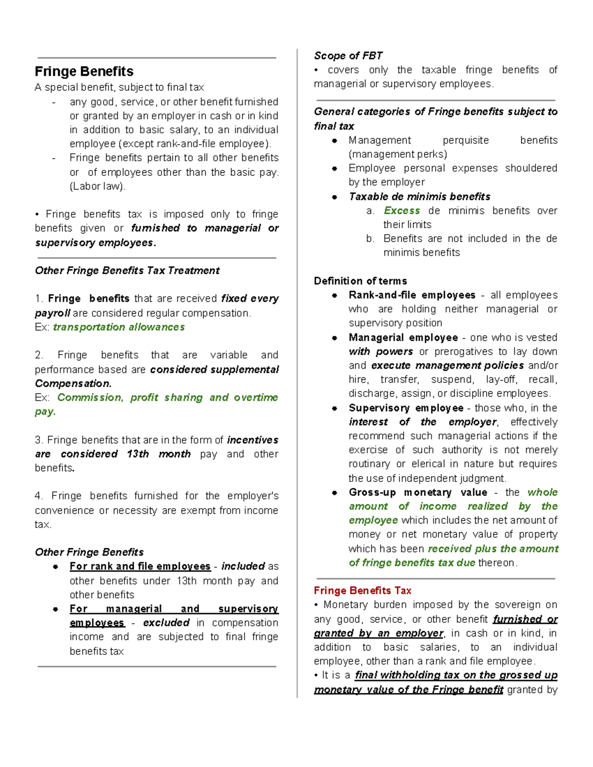 Fringe Benefits Taxation Overview: Key Concepts and Computation Guide ...