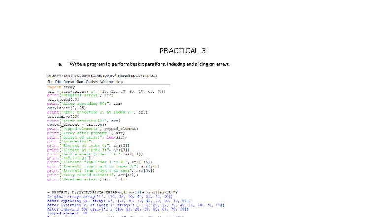Practical 3 - Mumbai University - PRACTICAL 3 a. Write a program to ...